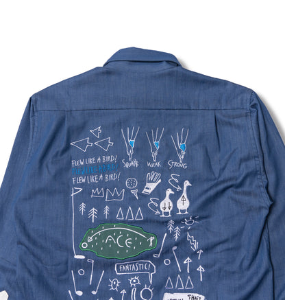 Embroidery Design Shirt BLUE