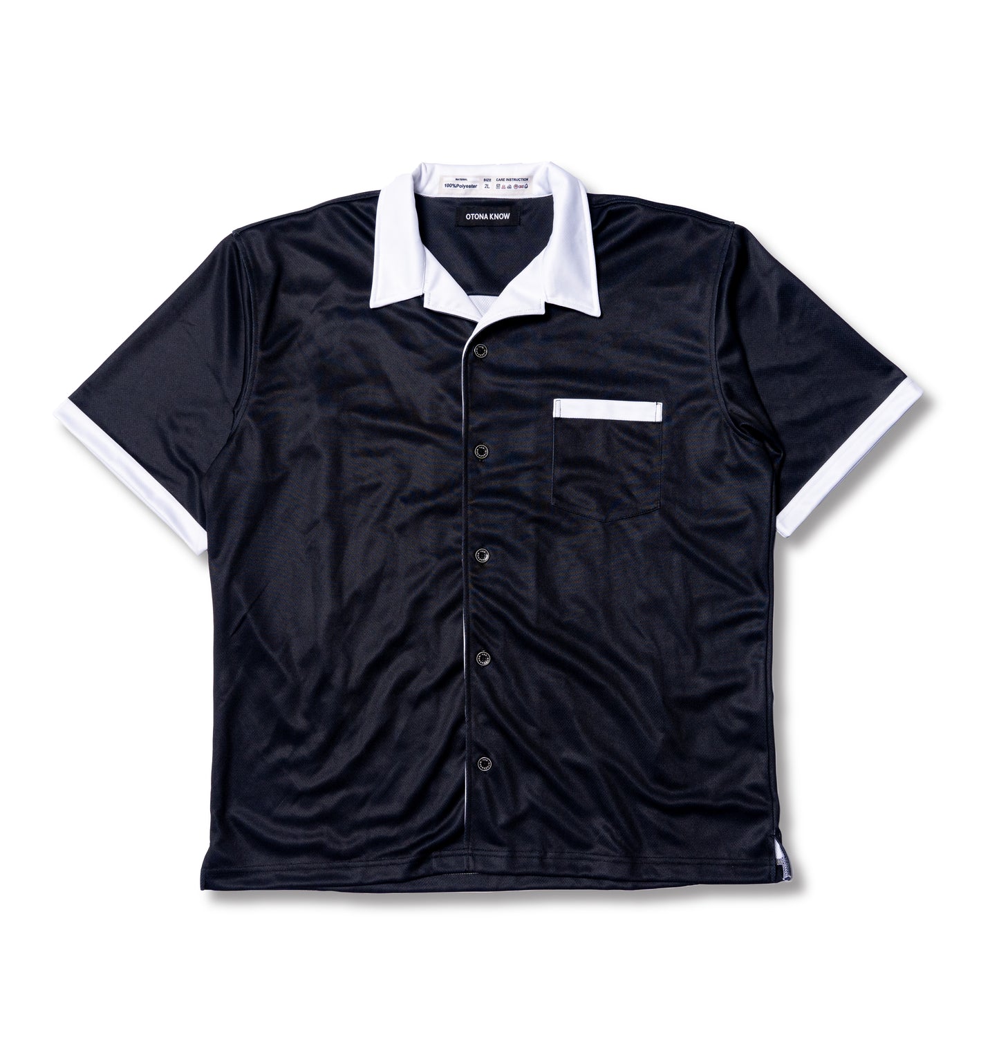 Embroidery Bowling Shirt Black